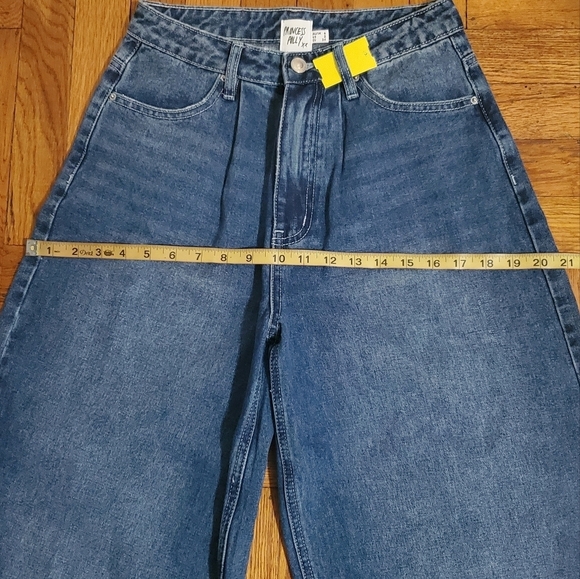 Princess Polly Wide Leg High Waisted Baggy Jeans Relaxed Fit Mid Wash Blue SZ 2 - Picture 11 of 12